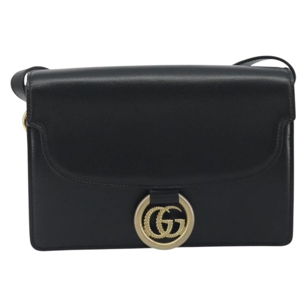 Gucci Gg Ring Leather Black Leather Shoulder Bag Bag